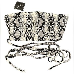 Zaful top Snake skin pattern Size S US 4 Tube top black white